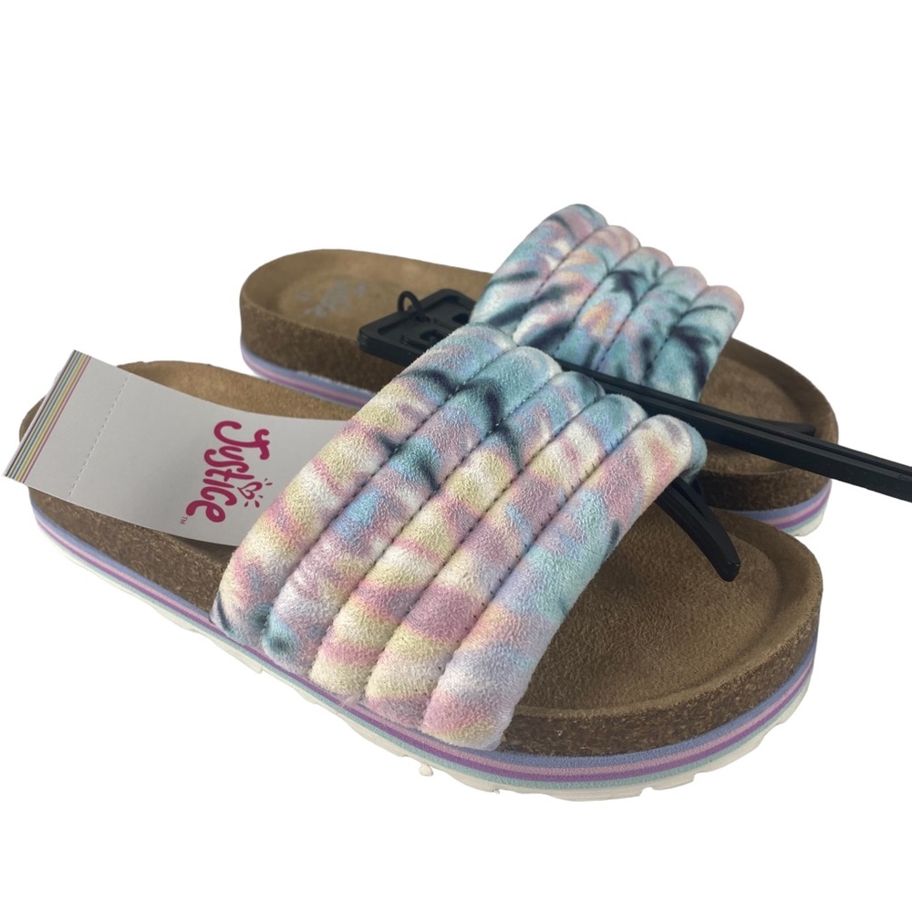 Justice Girls Open Toe Slides Sandals - Size 13 NWT